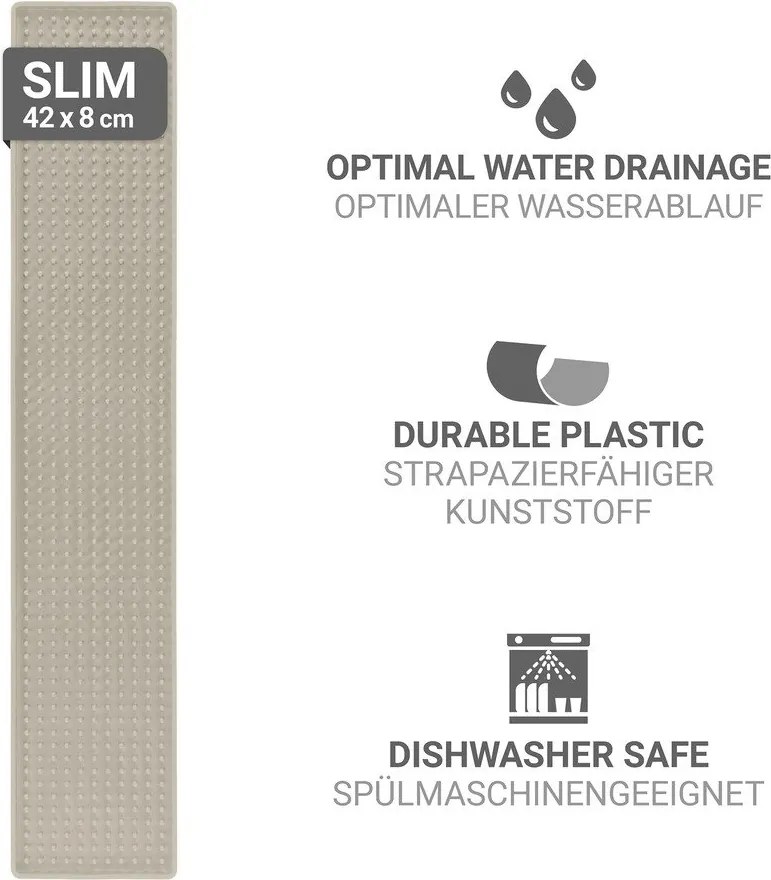 Tappetino scolapiatti beige in plastica 42x8 cm Slim – Wenko
