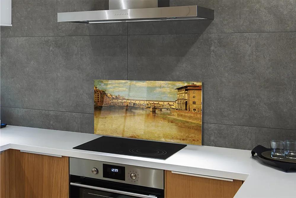 Rivestimento parete cucina L'Italia Ponti, fiume, edifici 100x50 cm