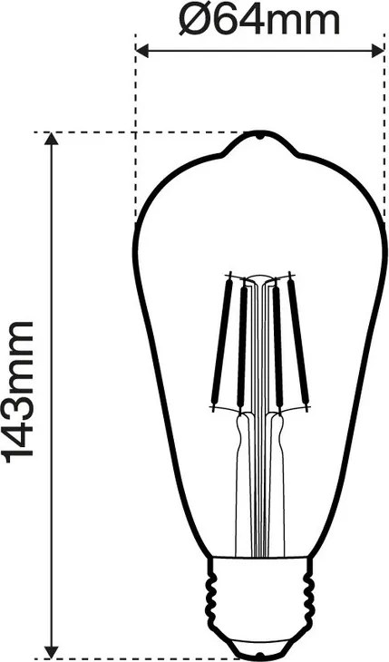 Lampada LED E27 6W a Filamento ST64 No Flickering - Serie DarkLight Colore Bianco Naturale 4.000K