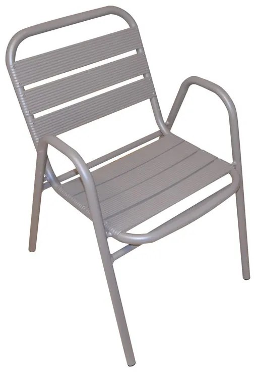 Sedia da giardino in alluminio con braccioli Calipso, seduta in alluminio tortora