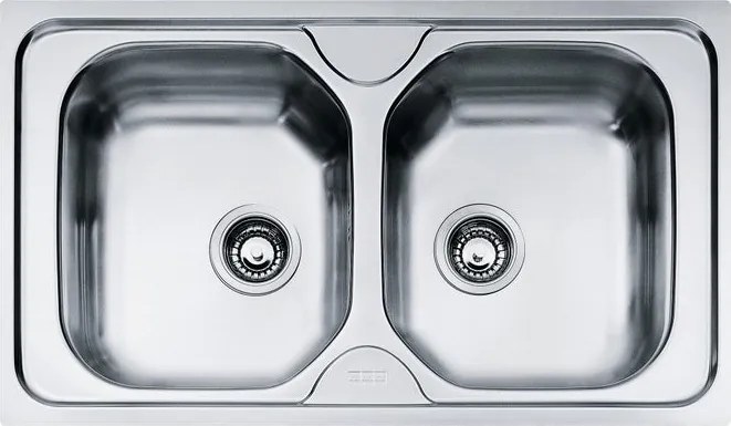 Lavello sottotop 2 vasche in inox argento FRANKE Onda Line L 50 x L 86 cm