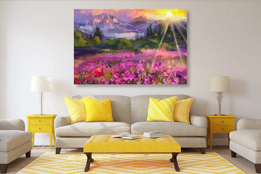 Quadro su tela – Dipinto a olio paesaggistico colorato