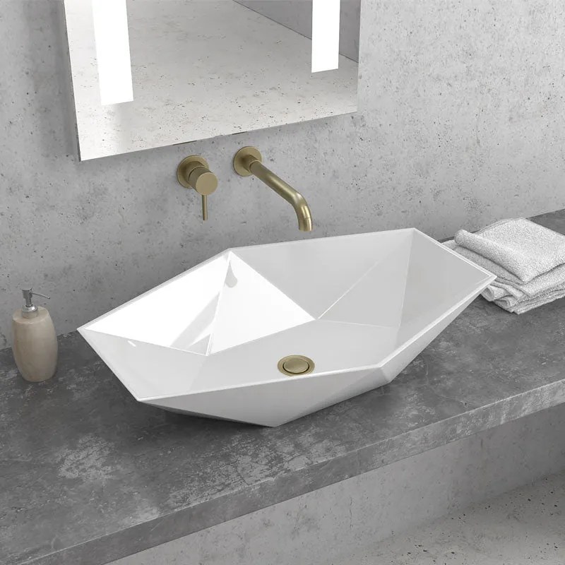 Lavabo D'Appoggio 64x41,5 Cm Karag Bianco Lucido