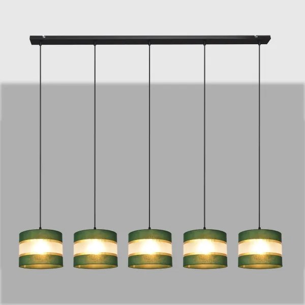 Lampadario a sospensione con filo HELEN 5xE27/15W/230V verde/oro