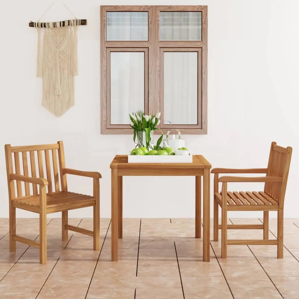 Set Da Pranzo Per Esterni 3 Pz İn Legno Massello Di Teak /