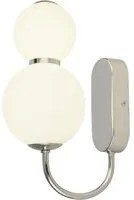 Applique Contemporanea Palla Di Neve Acciaio Cromo Vetro Bianco Led 12W 3000K