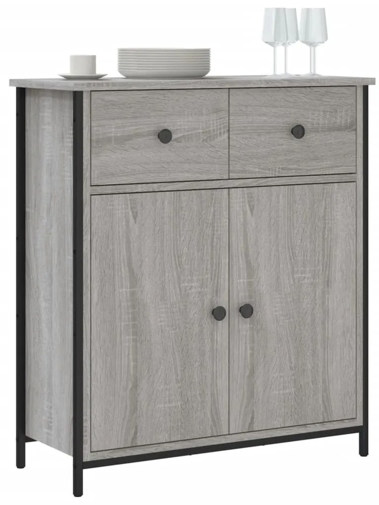 Credenza Grigio Sonoma 70x30x80 cm in Legno Multistrato