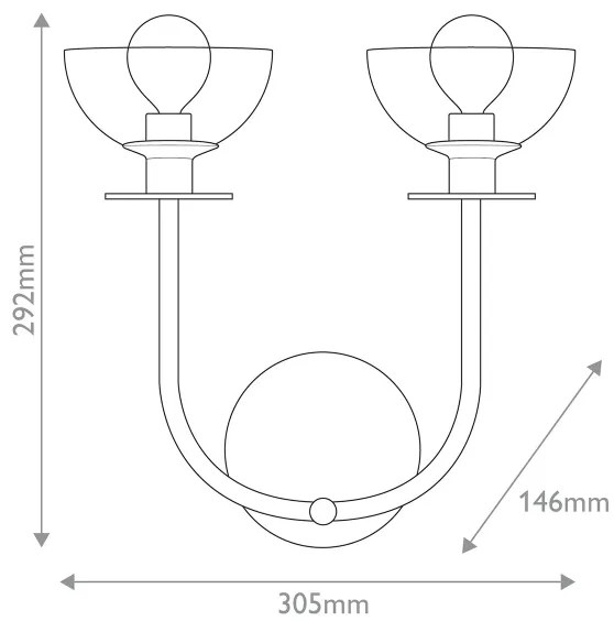 Alora Mood ALM-SYLVIA-2WB-BG-CL - Lampada da parete SYLVIA 2xE14/40W/230V, dorata