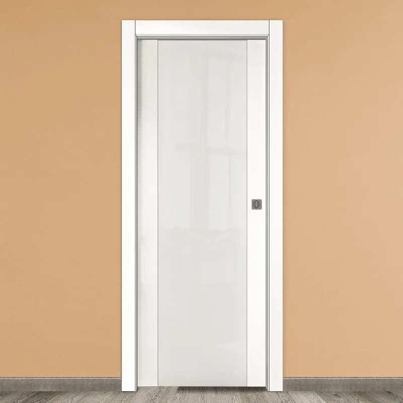 Porta scorrevole Oxford Vetrata bianco L 80 x H 210 cm reversibile