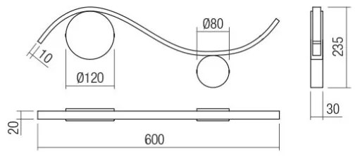 Redo 01-3110 - Applique a LED WAVE LED/9W/230V nero