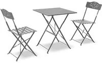 Set da Giardino Pieghevole in Ferro con Tavolo e 2 Sedie Taddei Bistro Antracite