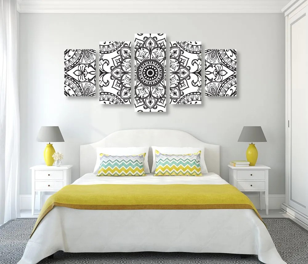 Quadri 5 pezzi – Ornamento bianco e nero