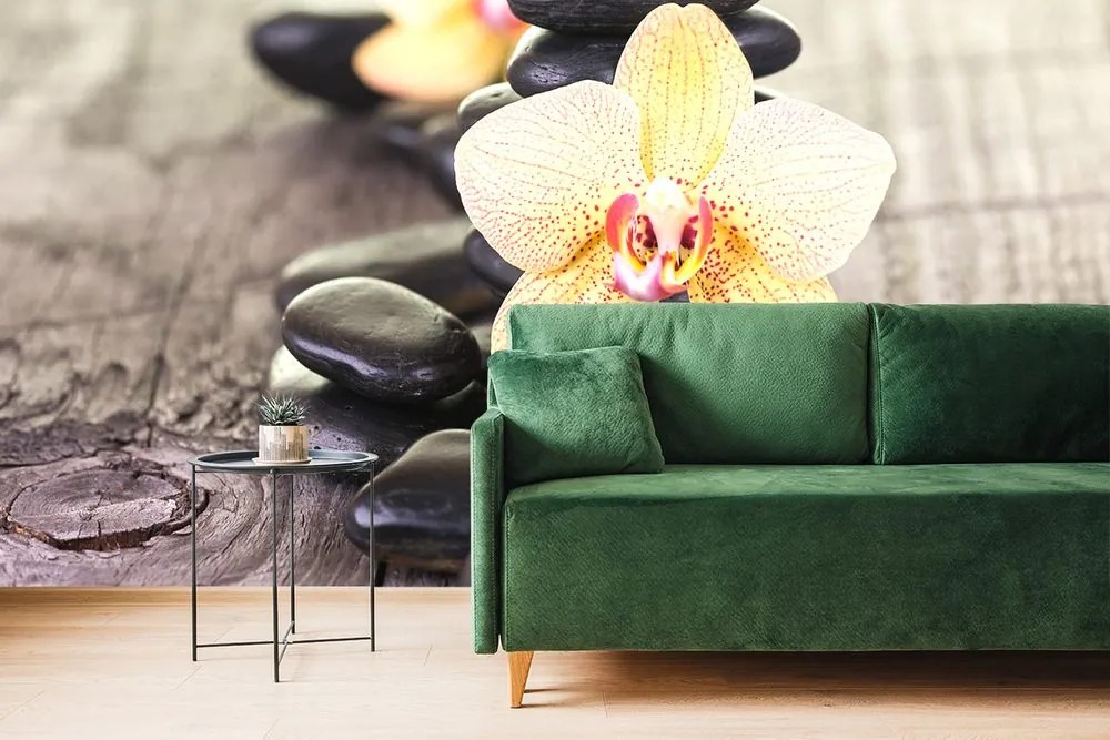Carta da parati – Orchidee e pietre Zen