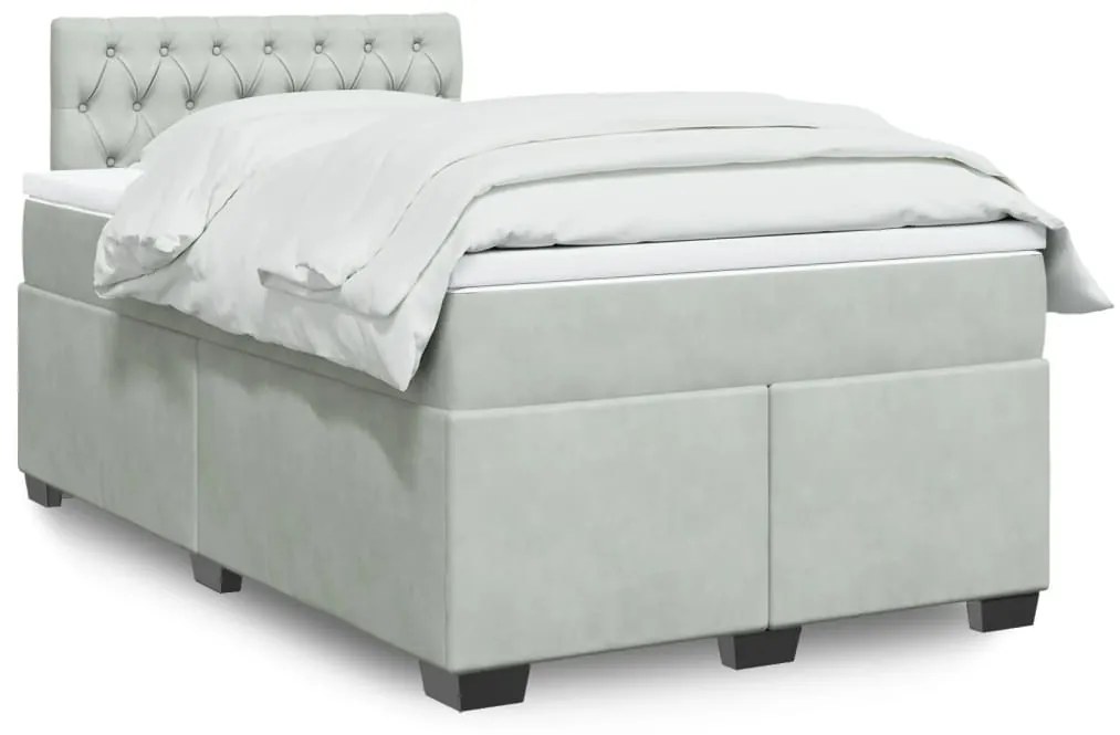 Giroletto A Molle Con Materasso Grigio Chiaro 120x200cm Velluto /