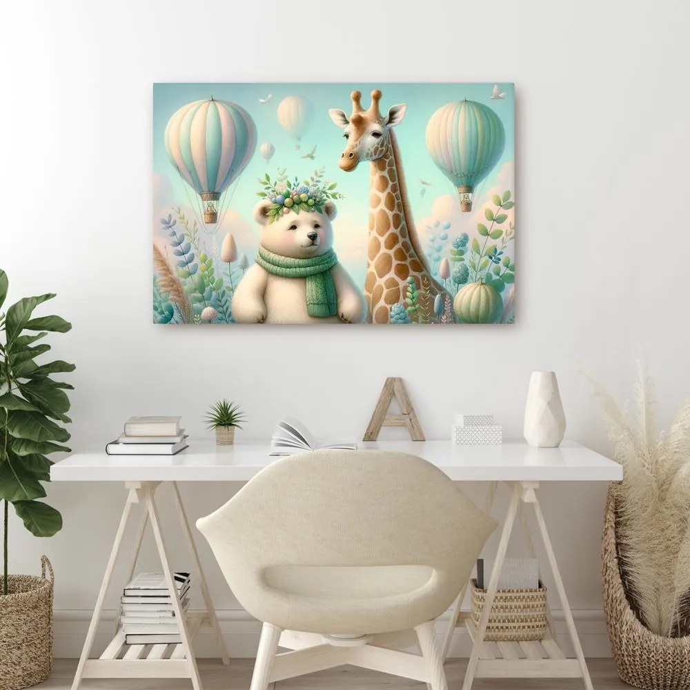 Quadro su tela – Orsetto e giraffa