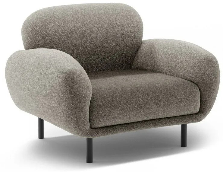 Poltrona grigia con rivestimento in bouclé Poppy – Micadoni