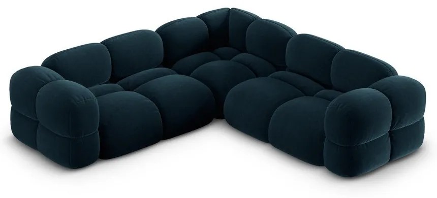 Divano angolare blu scuro con rivestimento in velluto Loretto – Cosmopolitan Design