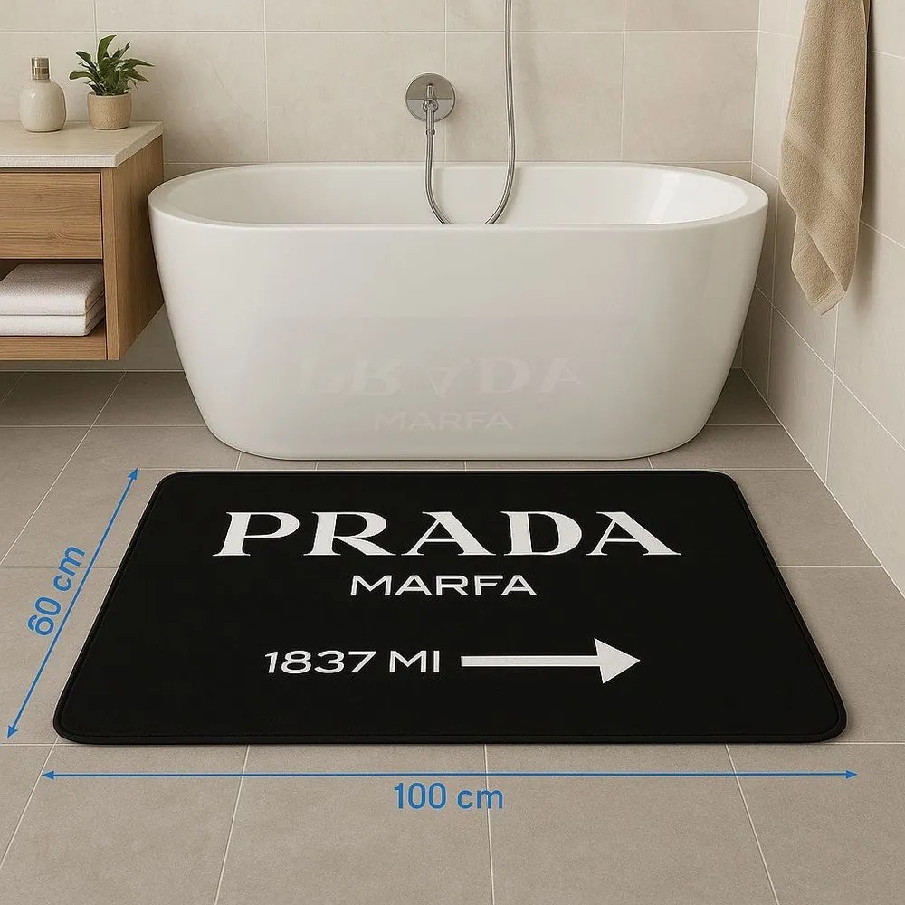 Tappetino per il bagno nero in velluto 60x100 cm Prada – Mila Home