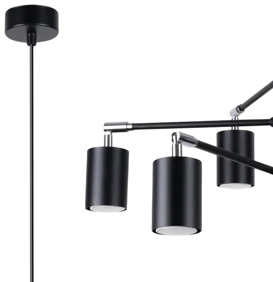 Sollux SL.1207 - Lampadario a sospensione con filo LEMMI 6xGU10/10W/230V nero