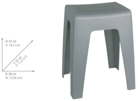 WENKO 22944100 - Sgabello KUMBA 38x47 cm grigio