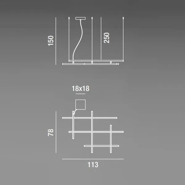 NET sospensione moderna LED dimmerabile 3000K-6000K, design minimal in metallo e alluminio