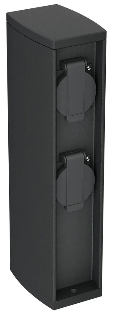 Colonnina con Prese elettriche da Giardino 30cm IP54 Alluminio - Nera