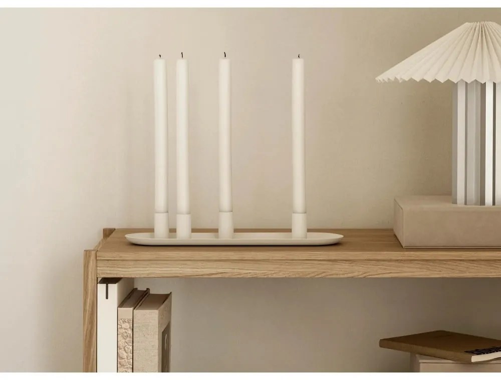 Lampada da tavolo bianca/argentata con paralume in tessuto con intensità regolabile (altezza totale 36 cm) Taite – Blomus