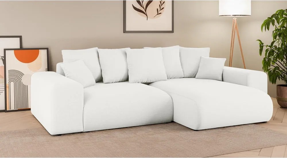 Divano angolare bianco allungabile/con contenitore (con composizione variabile) Luma – Ropez