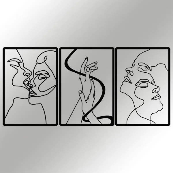 SET 3x Decorazione da muro 109x50 cm amore metallo