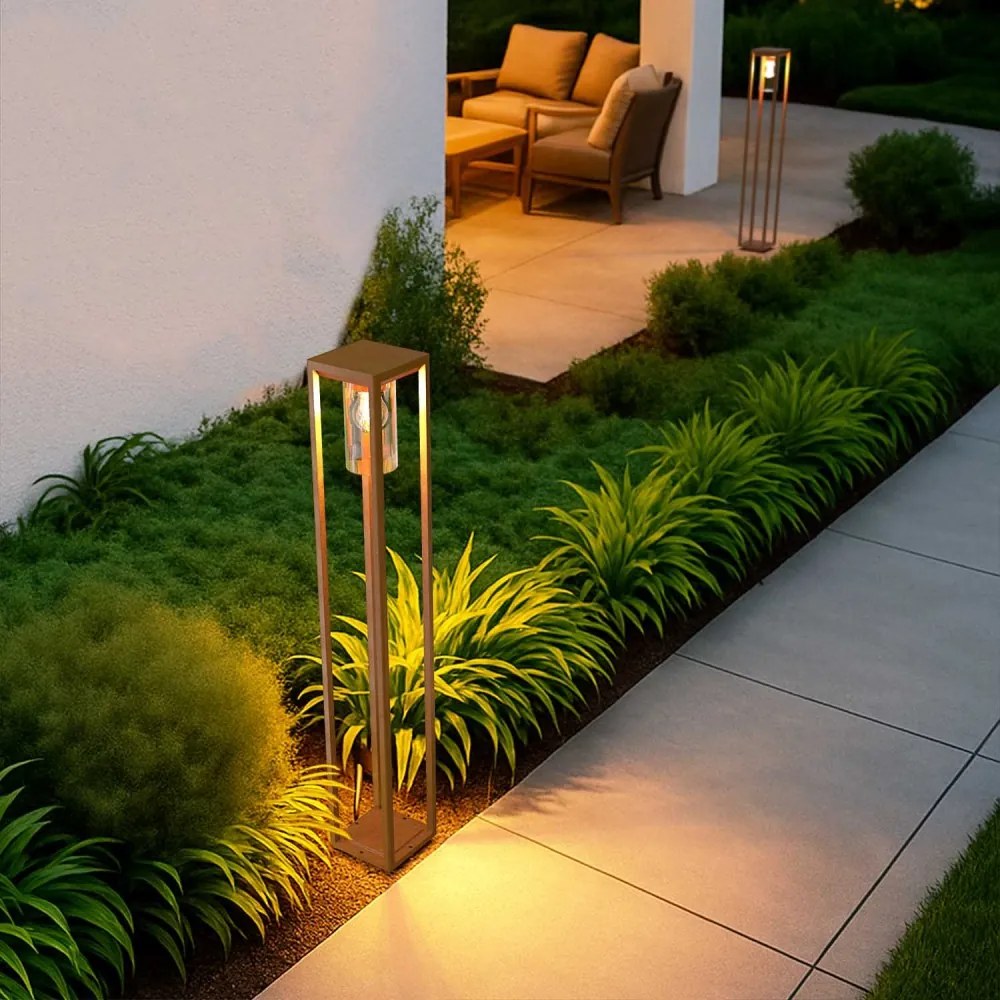 Paletto Lanterna CORTEN, 100cm, E27 - SERIE VIMO - Base E27