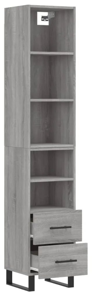 Credenza grigio sonoma 34,5x34x180 cm in legno multistrato