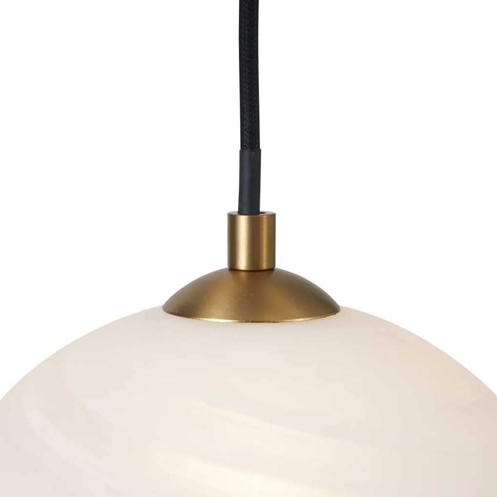 Lampada a sospensione Art Déco oro con vetro opale 5 luci - Yani