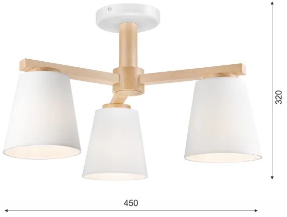 Plafoniera ELLIE 3xE27/60W/230V bianco