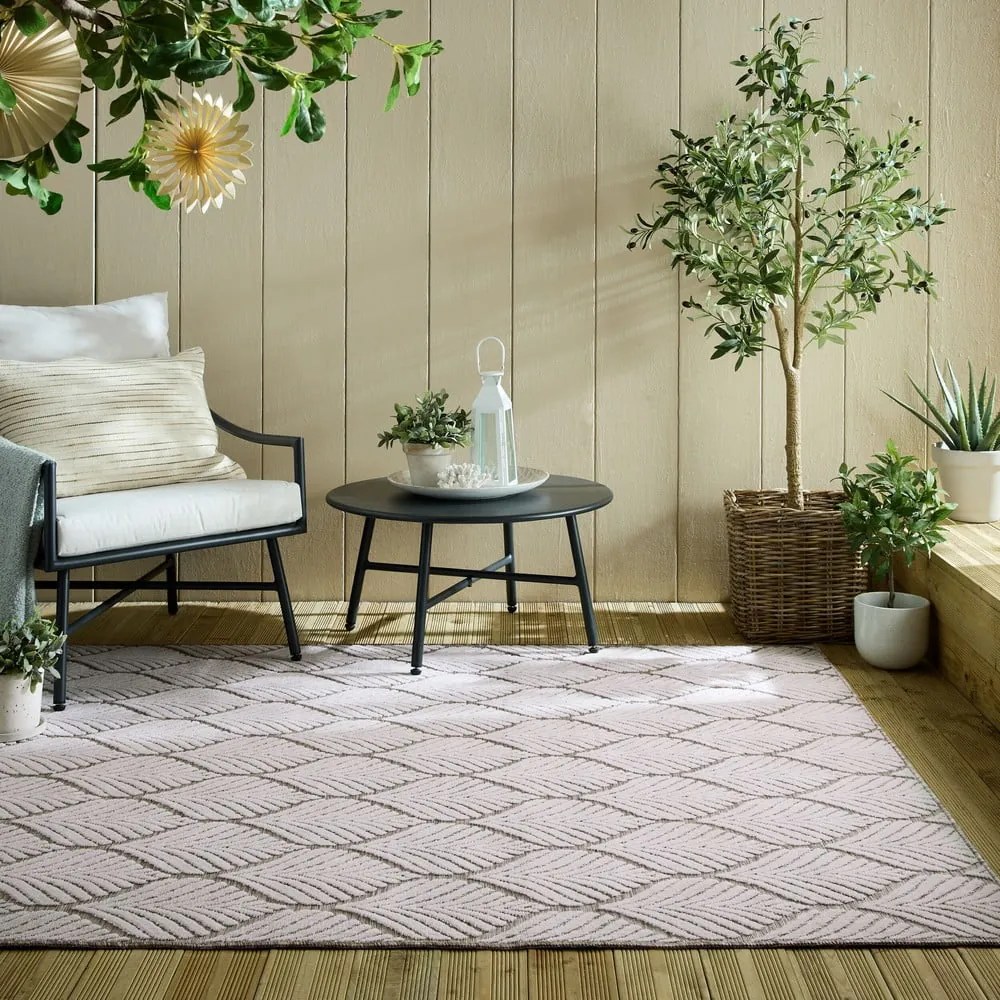 Tappeto da interno e esterno avorio 80x150 cm Elm Leaf – Flair Rugs