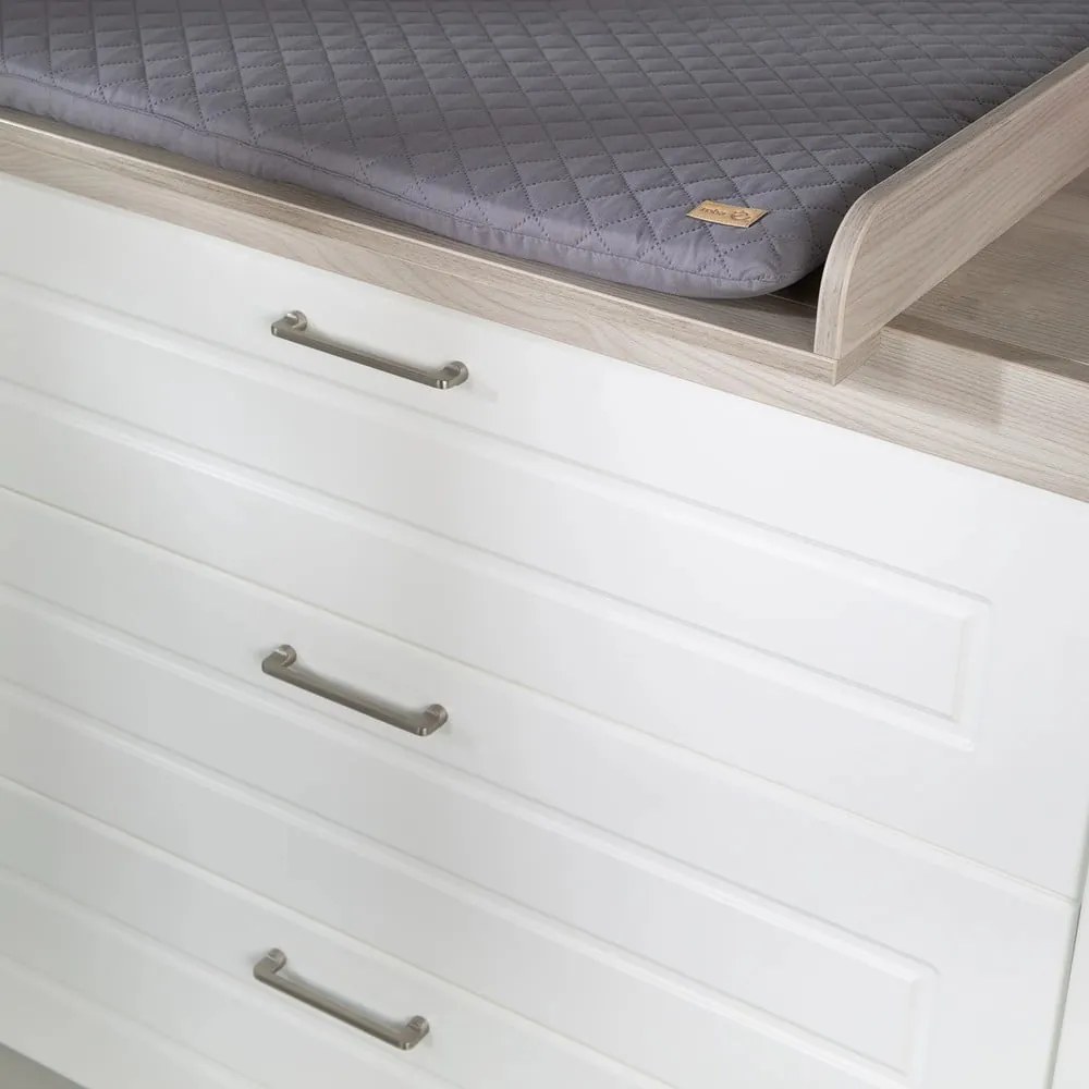 Cassettiera bassa per bambini bianca in olmo con fasciatoio 120x98 cm Felicia - Roba