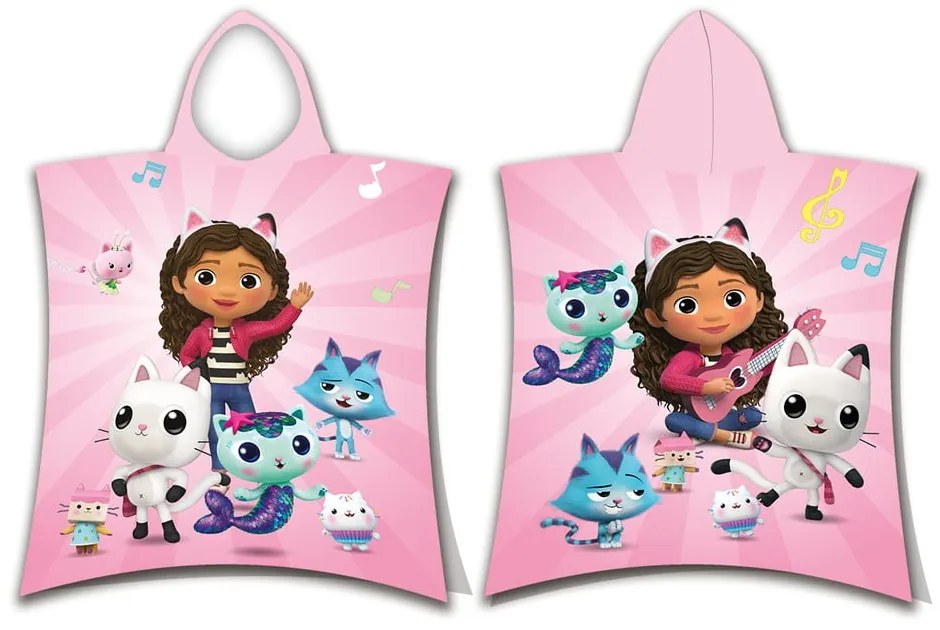 Poncho per bambini rosa in cotone 3-8 anni Gabby´s Dollhouse – Jerry Fabrics