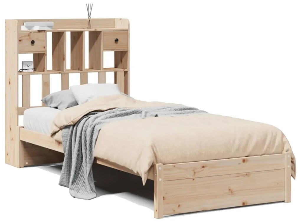 Letto libreria senza materasso 90x200 cm legno massello pino