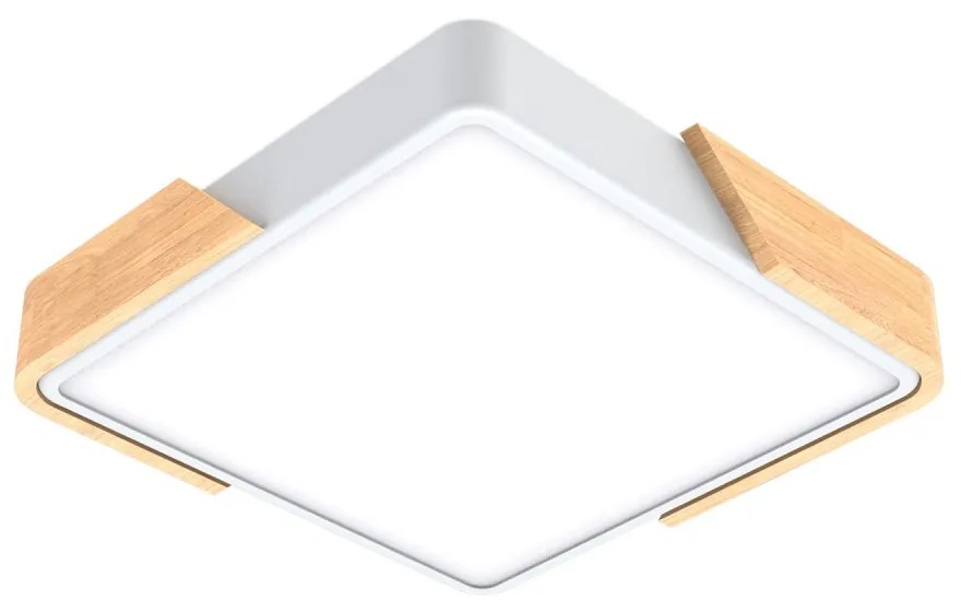 Plafoniera LED Quadrata 18W CCT, 30x30cm, Legno/Bianco Colore Bianco Variabile CCT