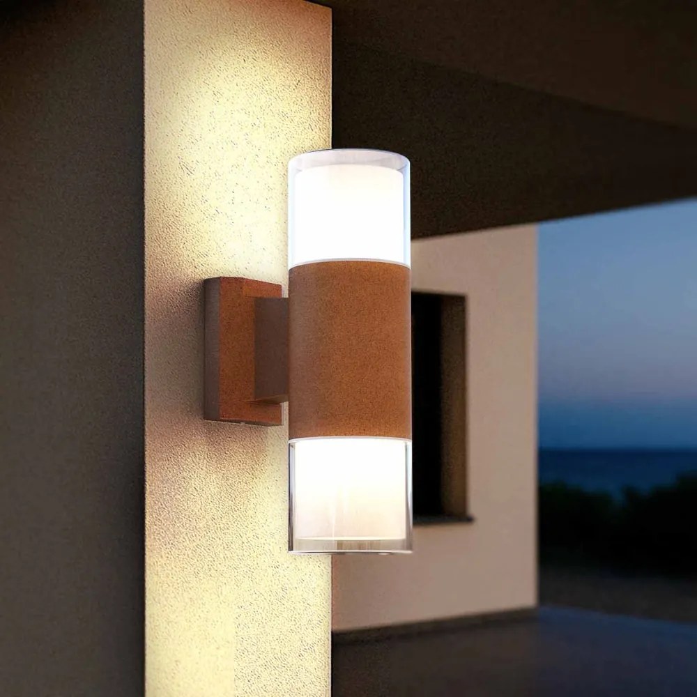 Applique Cilindrica Bidirezionale Corten, IP54 con 2 basi GU10 Base GU10