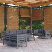 Set Divani da Giardino 9 pz con Cuscini Legno Massello di Pino cod mxl 42599