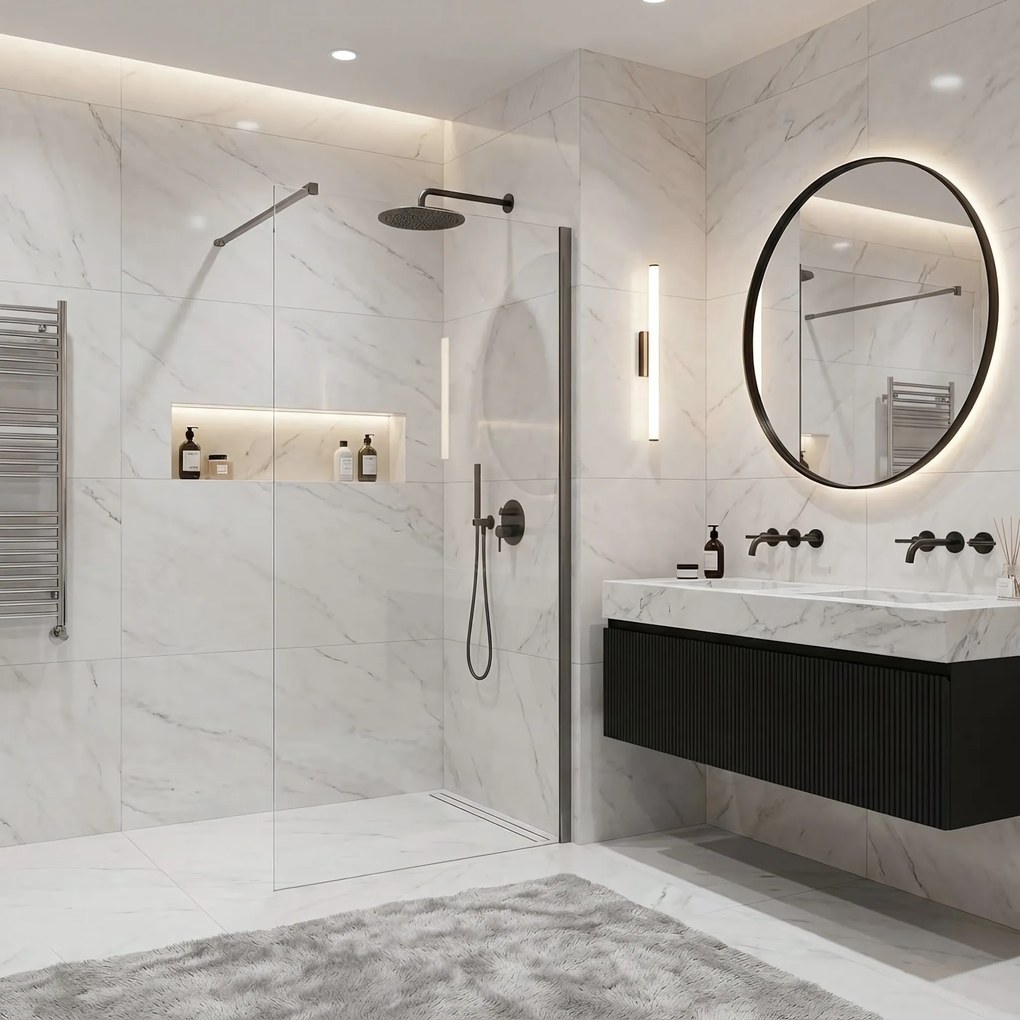 Parete doccia Rea Flexi Transparent / Titan 90