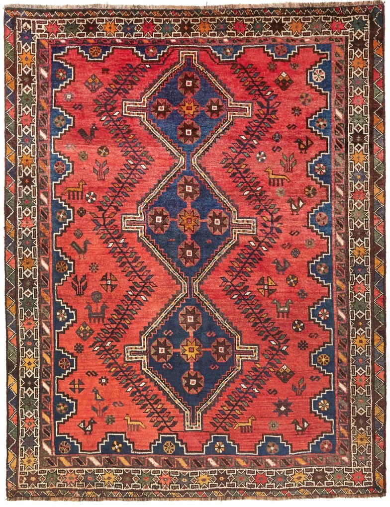 Shiraz Tappeto persiano 180x230 Rosso (Iran) Annodato A Mano