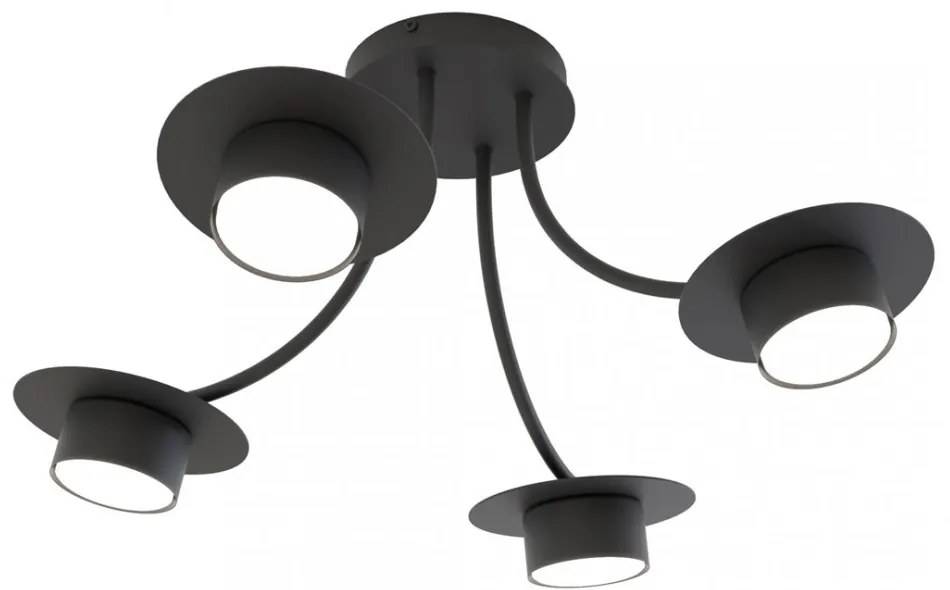 Lampada a soffitto in acciaio ENSO 4 nero da interno 4xGX53 Colore del corpo Nero
