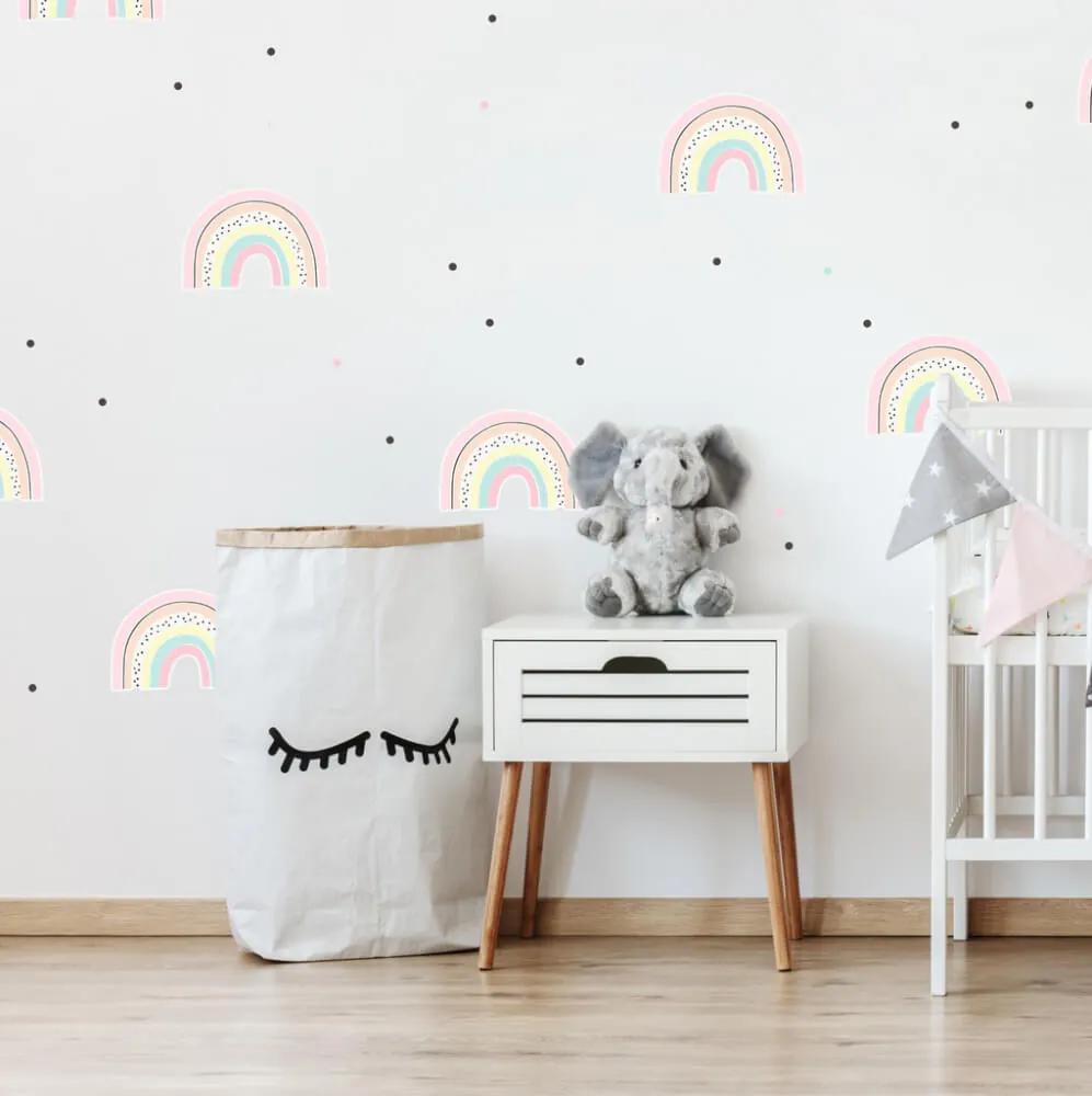 Arcobaleni in colori pastello con punti - adesivi da parete per ragazze | Inspio