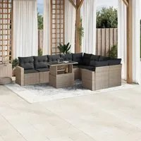 Set Divano Giardino 10 pz con Cuscini Grigio Chiaro Polyrattan 3267502