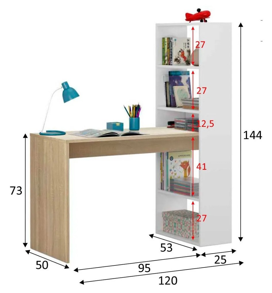 SCRIVANIA CON LIBRERIA REVERSIBILE NORDIK