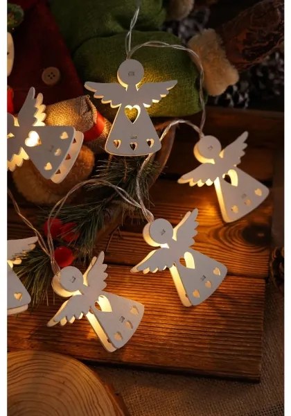 Retlux - Catena natalizia LED 10xLED/2xAA/bianco caldo 2m angioletti