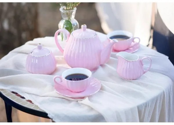 Set da caffè in porcellana 15 pezzi, rosa