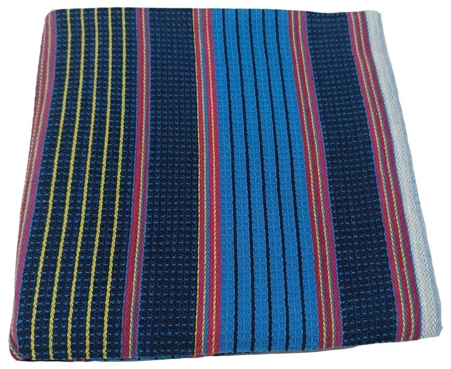 Asciugamano goffrato/lavorato a mano blu in cotone 50x100 cm – JAHU collections