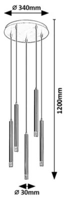 Rabalux 72361 - Lampadario a sospensione con filo RAMIRA 5xG9/5W/230V oro
